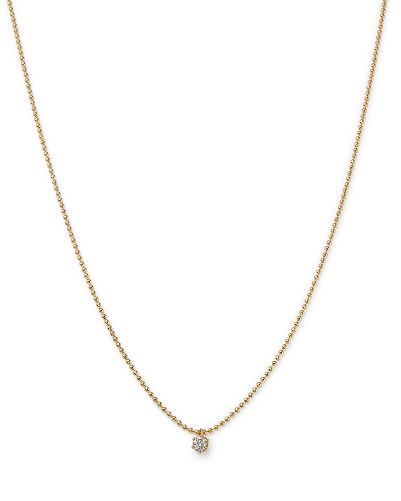 Zoe Chicco 14K Yellow Gold Diamond Solitaire Necklace, 16