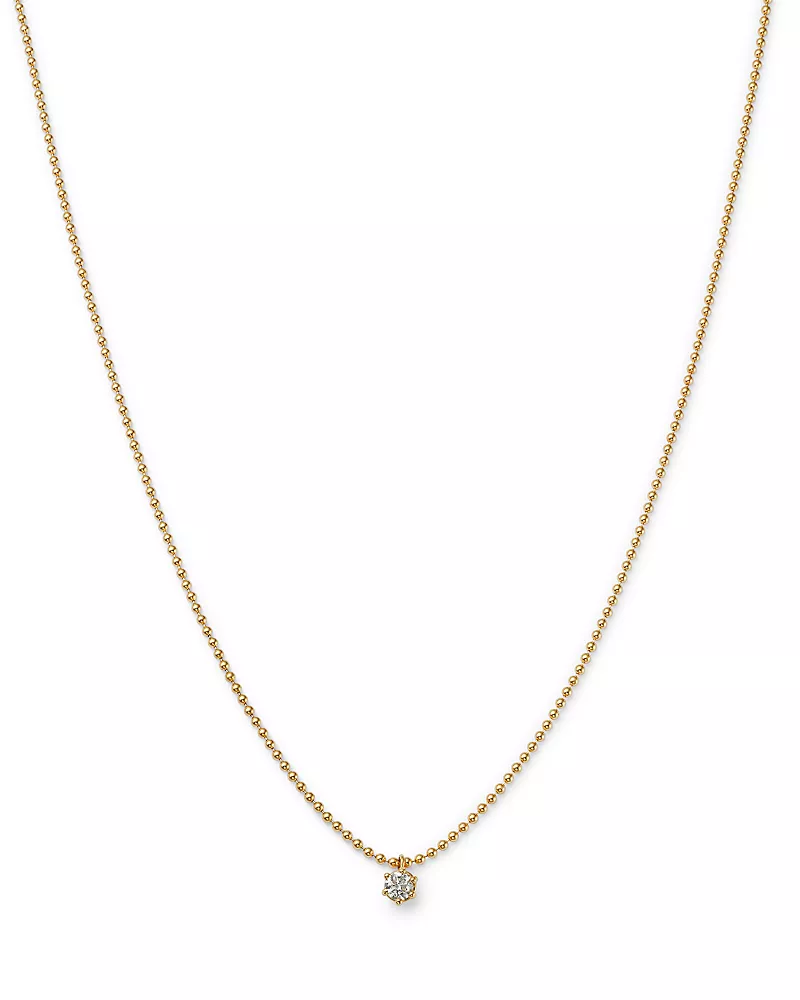 Zoe Chicco 14K Yellow Gold Diamond Solitaire Necklace, 16