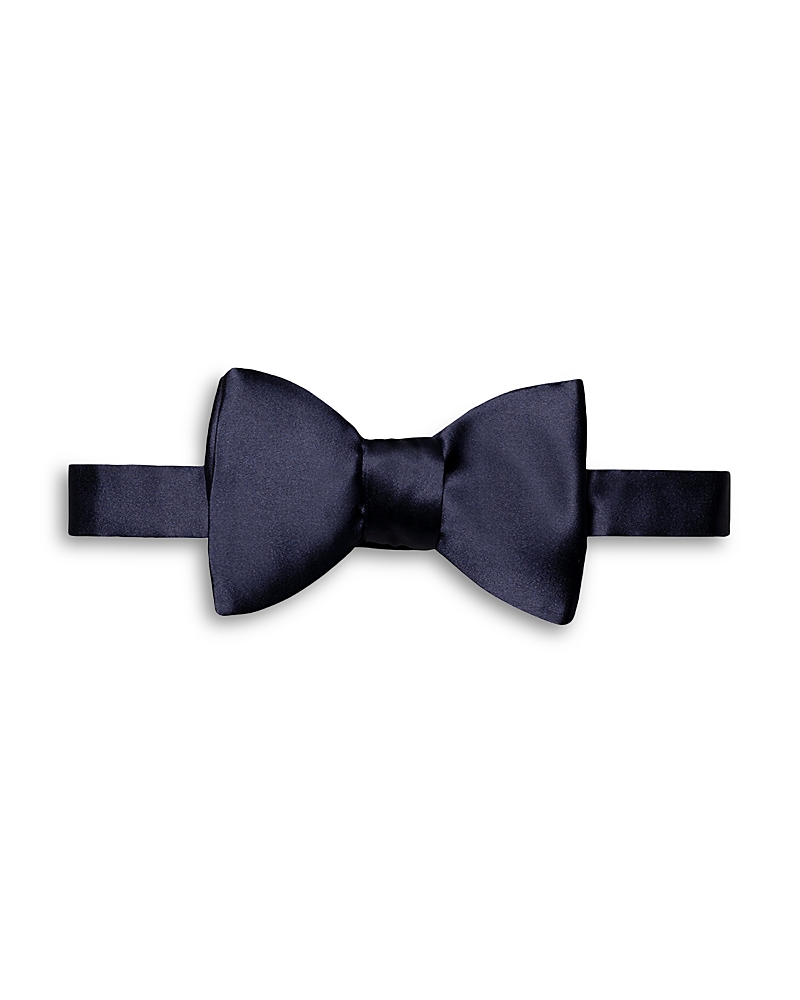 Eton Black Silk Satin Ready-tied Bow Tie In Dark Blue
