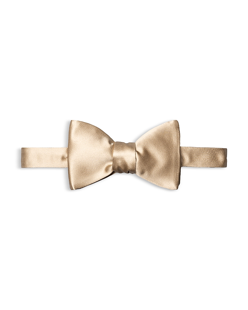 Eton Black Silk Satin Ready-tied Bow Tie In Light Beige