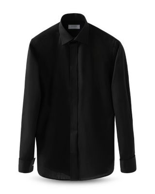 Slim Fit Twill Fly Front Formal Shirt