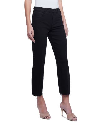 Sada High Rise Cropped Straight Leg Jeans in Noir