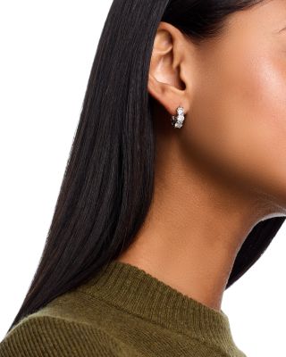 Certified Lab Grown Diamond Huggie Hoop Earrings in 18K White Gold, 3.0 tcw