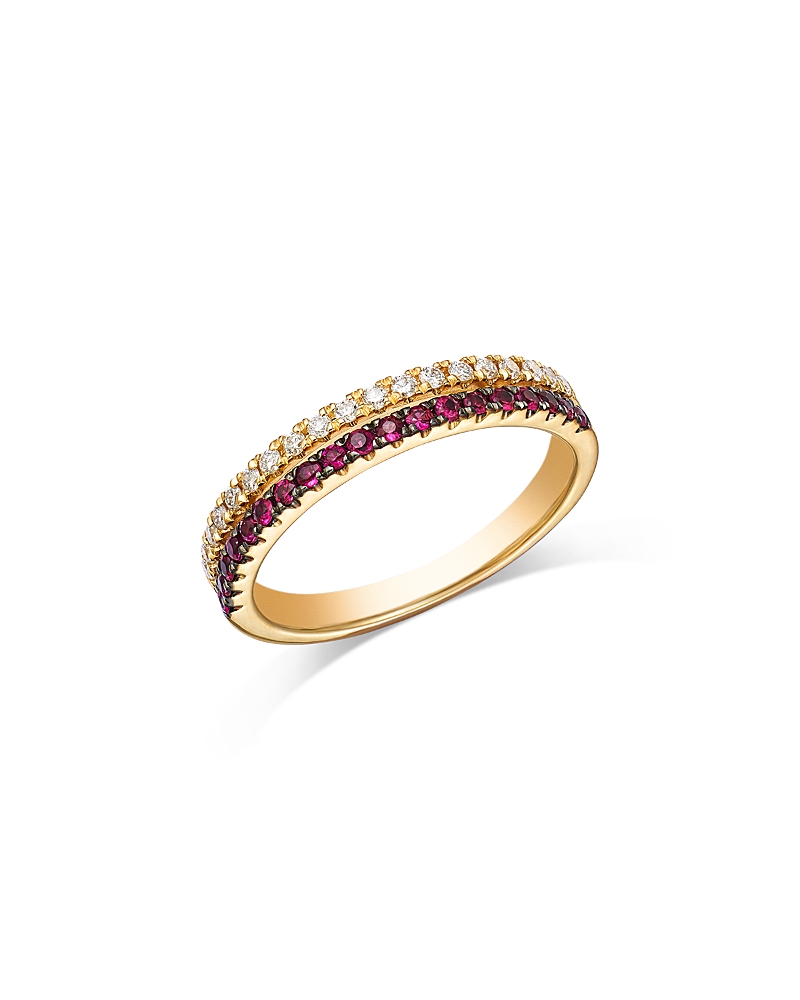 Bloomingdale's Fine Collection Ruby & Diamond Double Row Band In 14k Yellow Gold In Ruby/gold