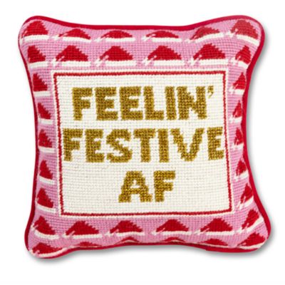 Furbish Studio Festive Af Needlepoint Pillow, 10 x 10