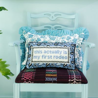 First Rodeo Needlepoint Pillow, 15&amp;quot; x 9&amp;quot;