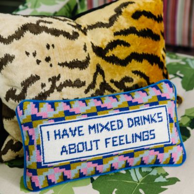 Mixed Drinks Needlepoint Pillow, 14&amp;quot; x 8&amp;quot;