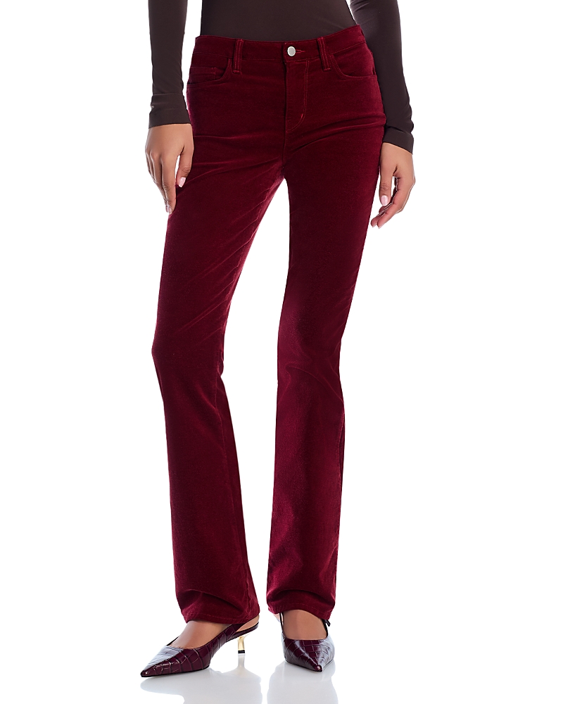 L'Agence Stevie Velveteen High Rise Straight Jeans in Coffee Bean