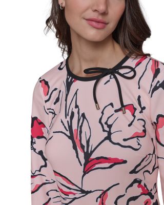 Printed Bow Neck Flounce Dress