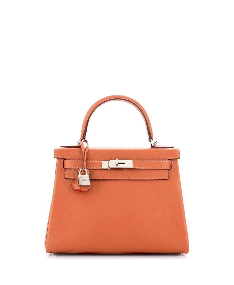 Pre-Owned Hermes Kelly 28 Handbag Verso Evercolor with Palladium Hardware