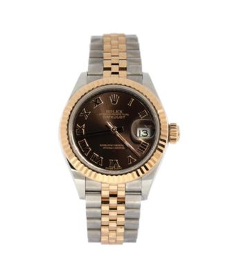 Pre-Owned Rolex - Oyster Perpetual Datejust Chocolate Brown Automatic Watch in Stainless Steel and Rose Gold 28mm