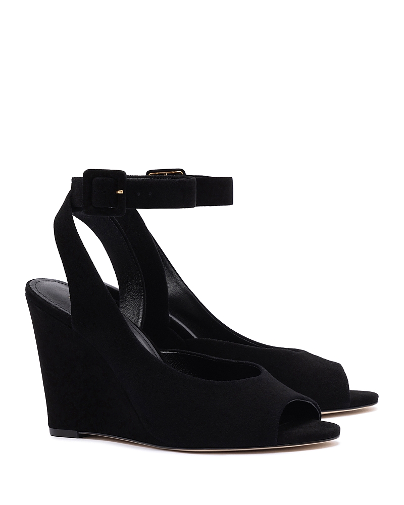Larroude Deena By Larroudé Wedge Sandal In Black