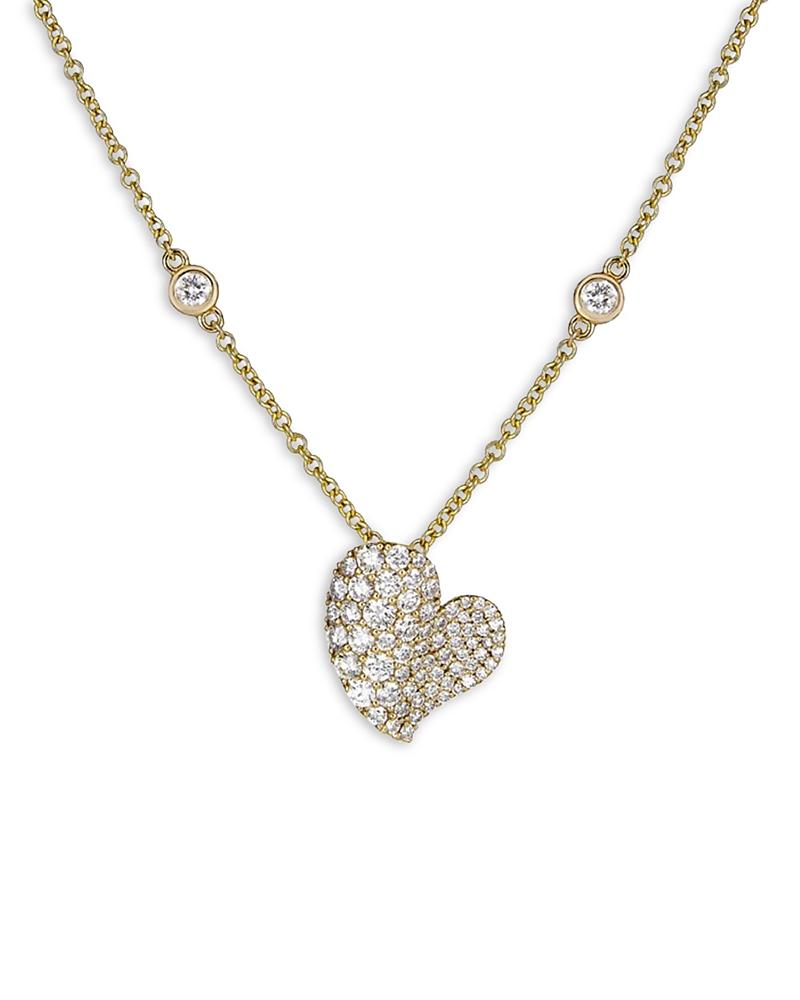 Piranesi 18k Yellow Gold Small Wave Heart Necklace With Diamonds, 1.43 Ct. T. W. In Gold