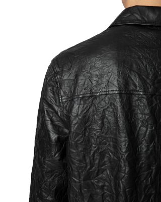 Serge Pocket Crinkle Leather Button Down Shirt