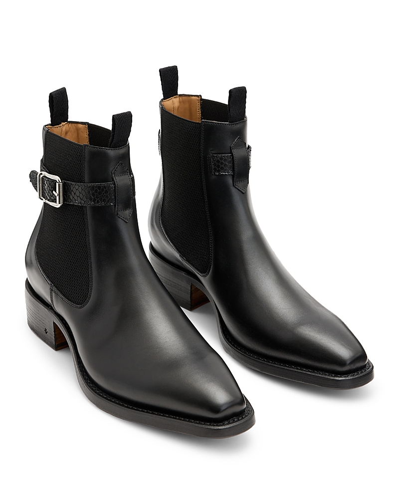 John Varvatos Men's Walker Python Embossed Buckle Chelsea Boots In Black
