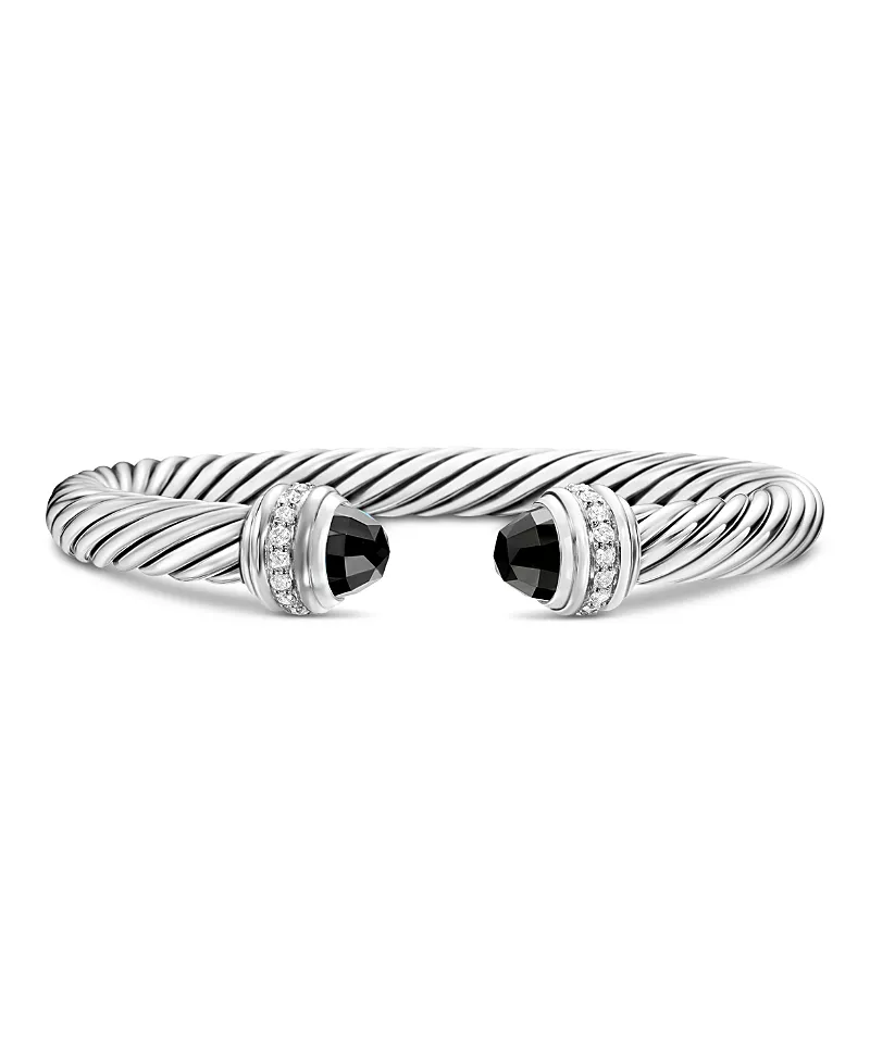 David Yurman Cable Bracelet with Black Onyx & Diamonds
