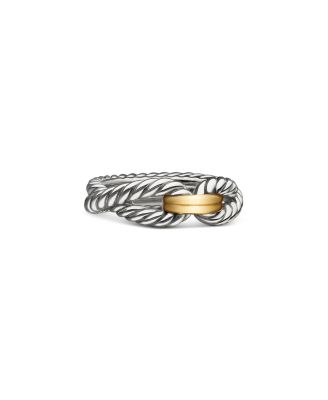 Cable Loop Band Ring in Sterling Silver with 18K Yellow Gold, 7mm