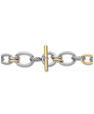 DY Mercer Chain Necklace in Sterling Silver with 18K Yellow Gold and Diamonds, 25mm