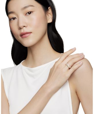 Sculpted Cable Band Ring in 18K Yellow Gold with Pav&eacute; Diamonds, 7.5mm