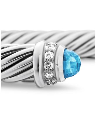 Cable Classics Bracelet with Blue Topaz and Diamonds, 5mm