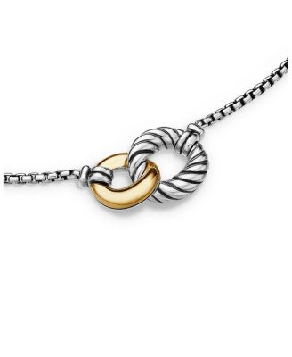 Belmont&reg; Curb Link Necklace in Sterling Silver with 18K Yellow Gold, 20mm