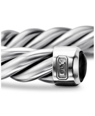 Men&#39;s Cable Classic Cuff Bracelet with Black Onyx, 6mm