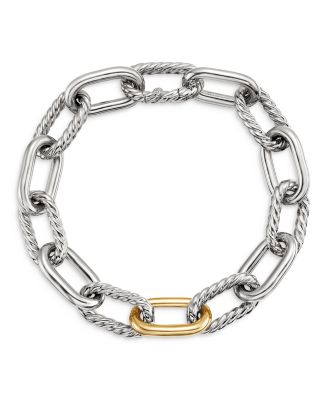 DY Madison&reg; Chain Bracelet in Sterling Silver with 18K Yellow Gold, 11mm