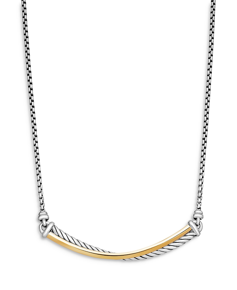 David Yurman Crossover Bar Necklace with 18K Yellow Gold
