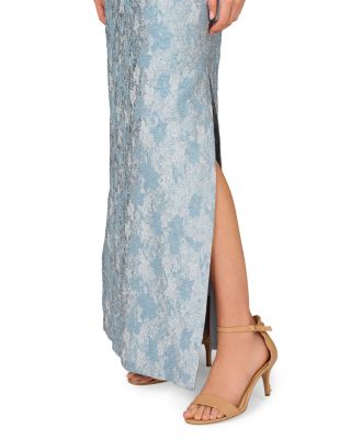 Stretch Jacquard One Shoulder Gown