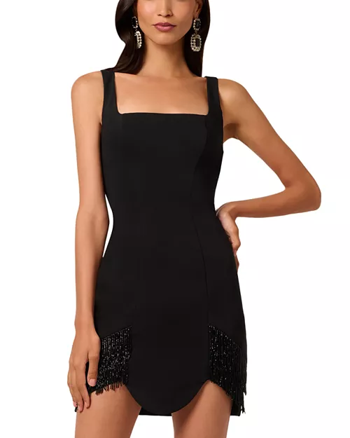 addison crepe bead embellished mini dress