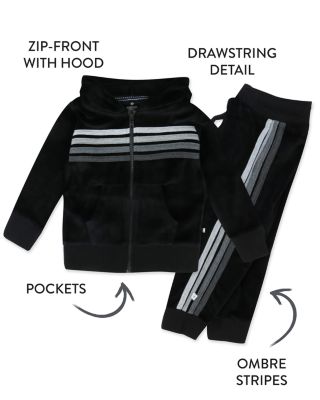 Unisex Cozy Velour Zip Front Hoodie & Sweatpants Set - Baby