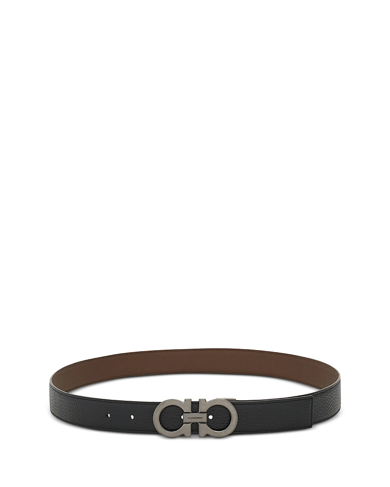 Ferragamo Men's Double Gancini Reversible Leather Belt