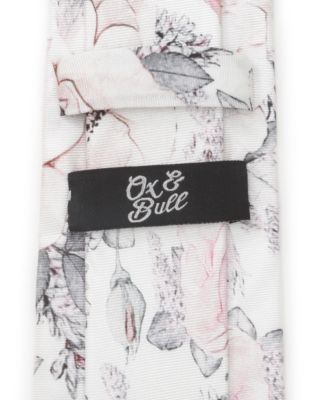 Painted Floral Gray Silk Tie