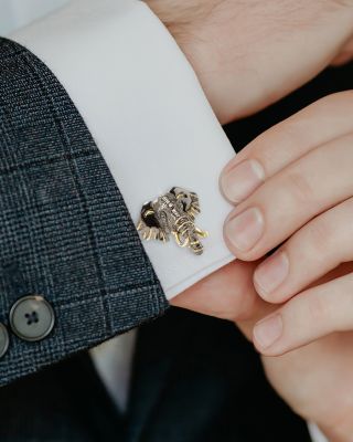 Sterling Silver and 14K Gold Elephant Cufflinks