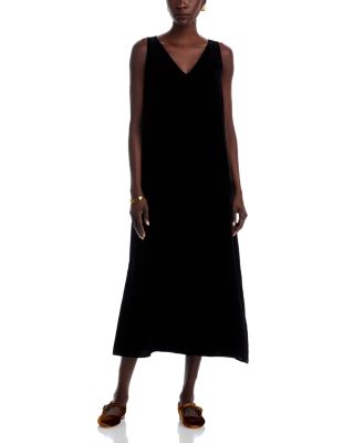 V Neck Velvet Midi Dress