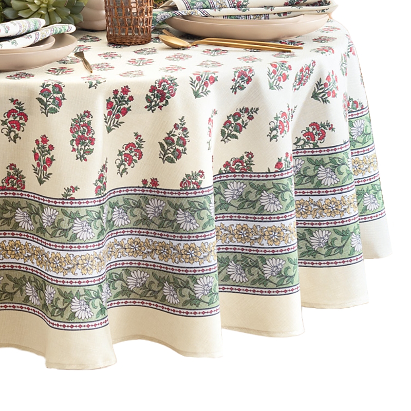 Elrene Home Fashions Nomad Harvest Block Print Round Tablecloth, 70 X 70 In Multi