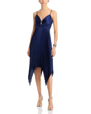 MILLY - Joanna Pleated Satin Dress
