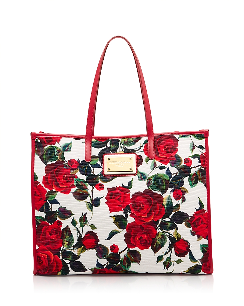DOLCE & GABBANA LARGE FLORAL PRINT SHOPPING TOTE