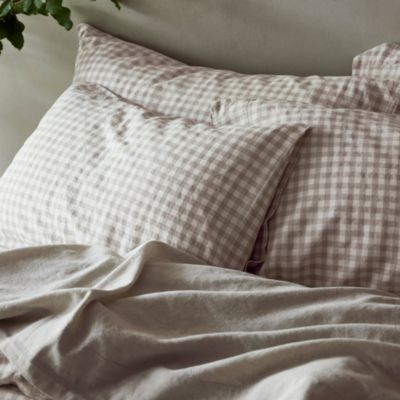  Gingham Linen Pillowcase Pair, Square