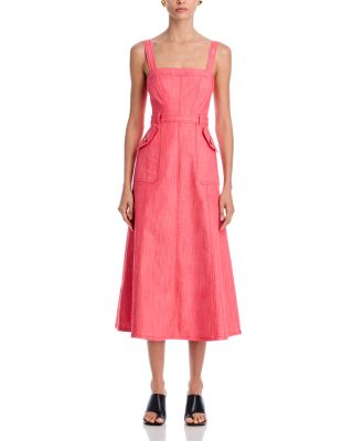 Malani Square Neck Belted Midi Dress