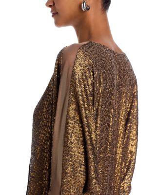 Sequin Dolman Sleeve Wrap Mini Dress