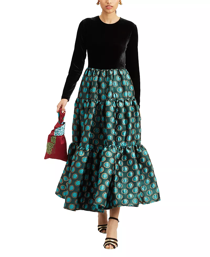 La DoubleJ Big Dress in Jacquard Winter Sun Emerald