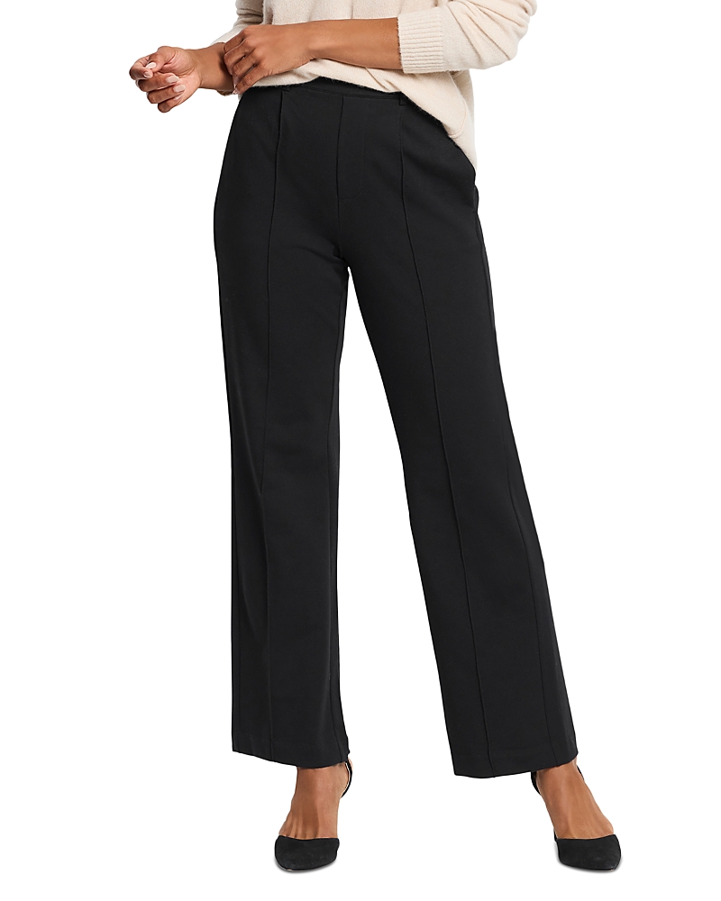 Nic + Zoe Nic+zoe Seamed Pull-on Wide Leg Knit Pants In Black Onyx