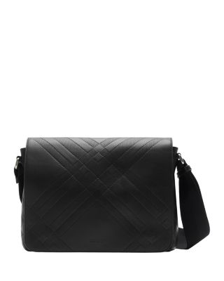 Burberry - Check Leather Messenger Bag