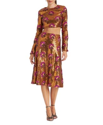 Holly Crop Top Textured Sequins Rust