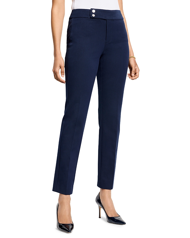 Nic + Zoe Copley Straight Cotton Bi-stretch Extended Tab Dress Pant In Dark Indigo In Dark Indigo