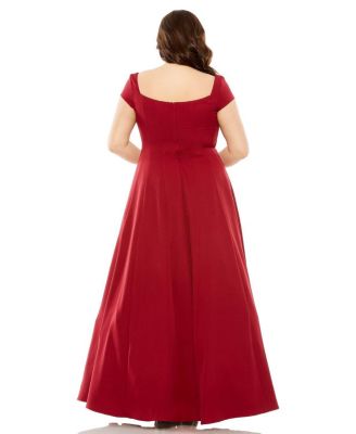  Plus Cap Sleeve Square Neck Ball  Gown
