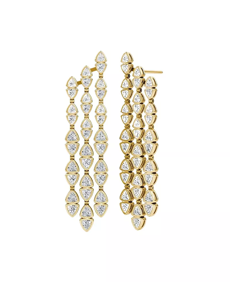Vrai Trillion Cascade Earrings in 14K White Gold, 9.64ctw Trillion Lab Grown Diamonds