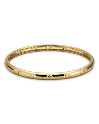 18K Yellow Gold Icon Logo Double G Cut Out Bangle Bracelet