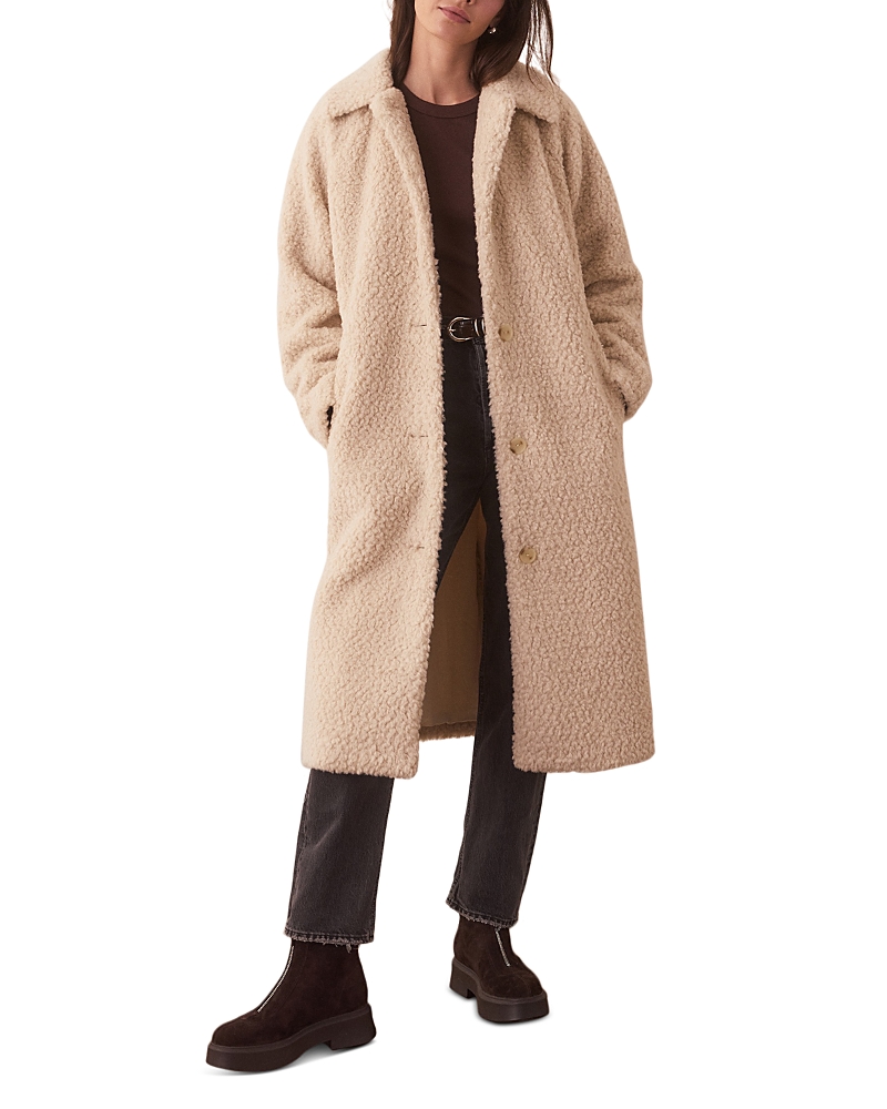 Marine Layer Faux Shearling Coat In Cream